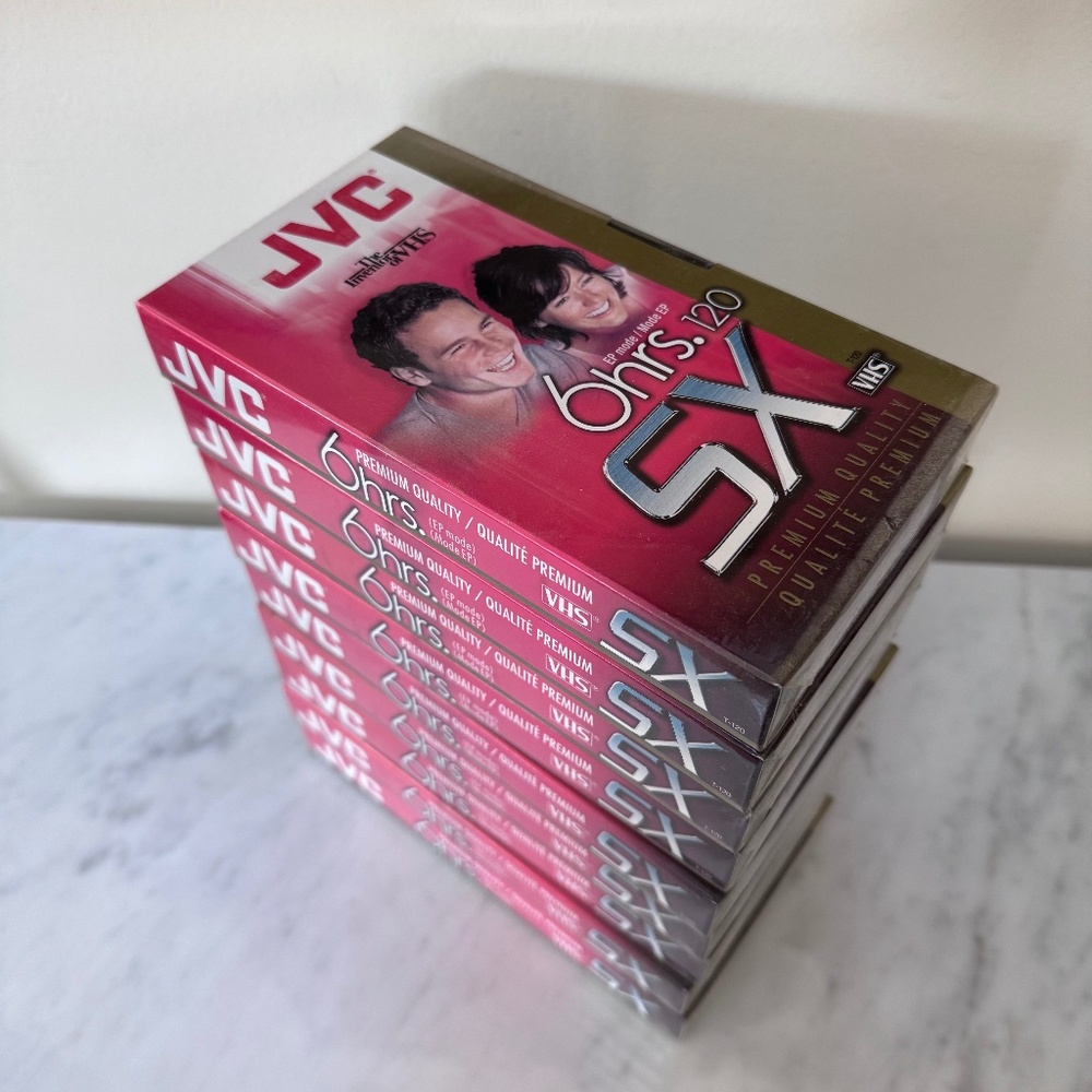 Lot of 9 - (SEALED) JVC VHS T120 SX 6 Hour Premium Quality Blank Video Tapes
